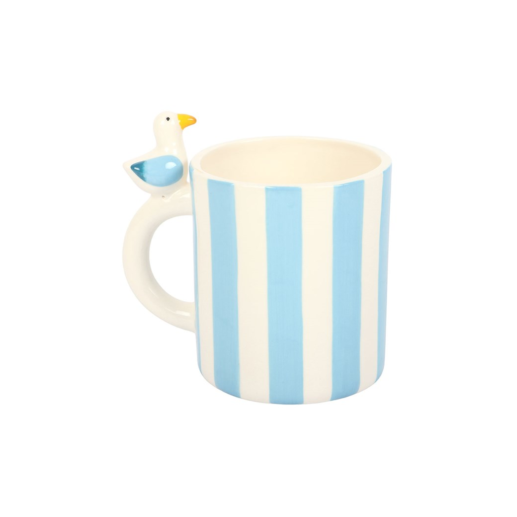Striped Mug with Seagull