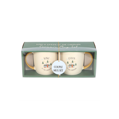 Camping King and Queen Couples Mug Set