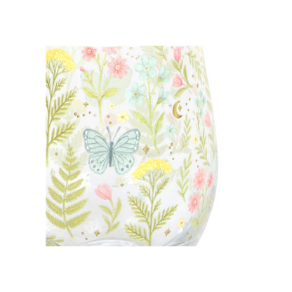Luna Bloom Floral Print Stemless Glass