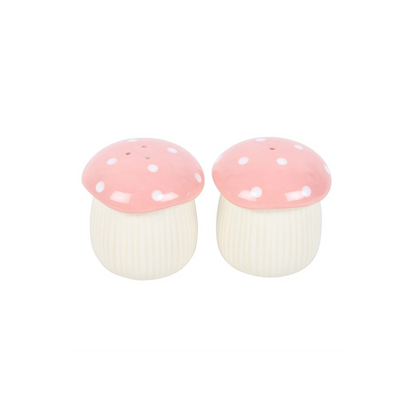 Pink Mushroom Salt and Pepper Shakers