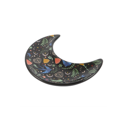 Midnight Bloom Crescent Moon Trinket Dish