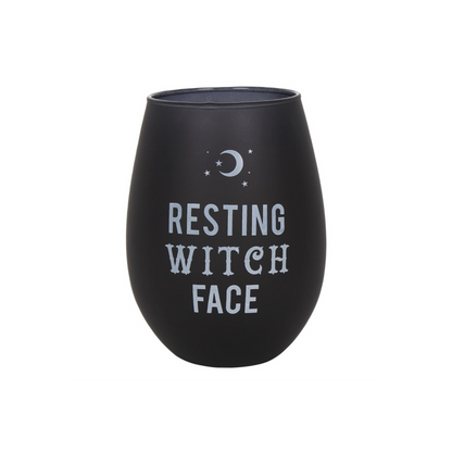 Resting Witch Face Stemless Wine Glass