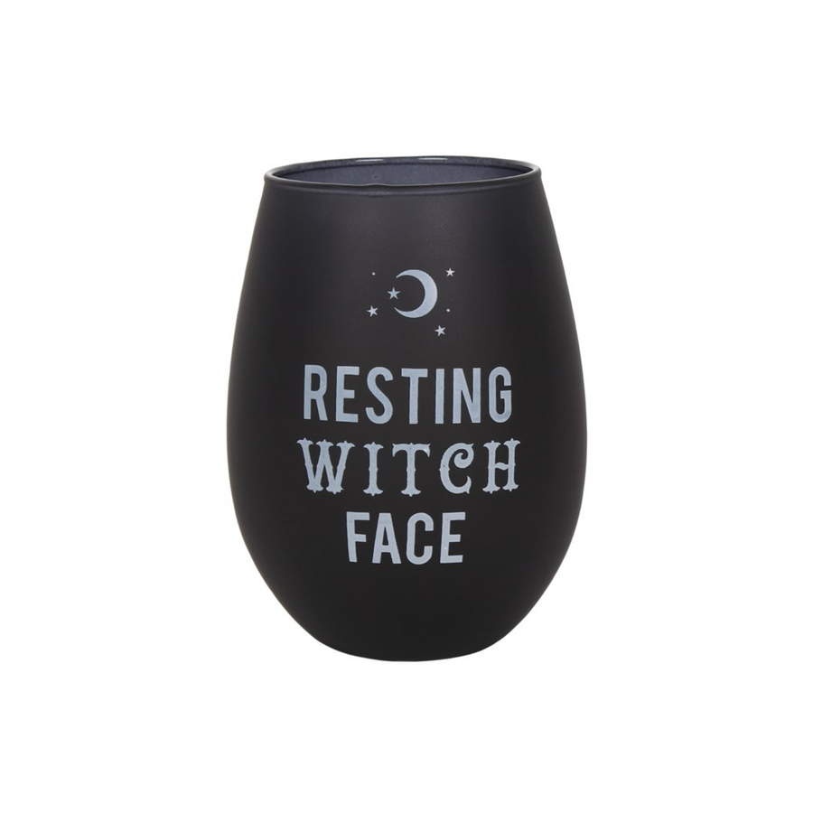 Resting Witch Face Stemless Wine Glass