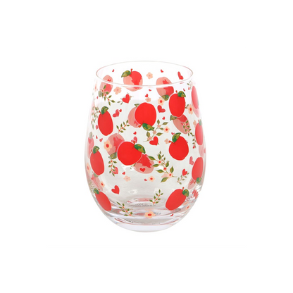 Apple Print Stemless Glass