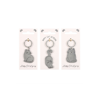 Set of 24 Happy Cat Keyrings on Display