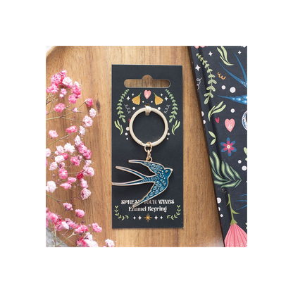Blue Spread Your Wings Swallow Keyring