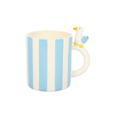 Striped Mug with Seagull