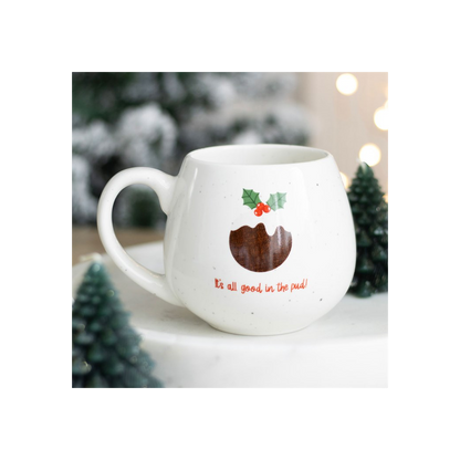 All Good in the Pud Rounded Christmas Mug