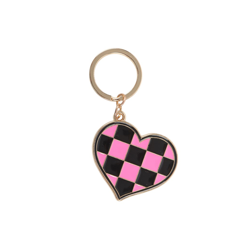 Checkerboard Heart Keyring
