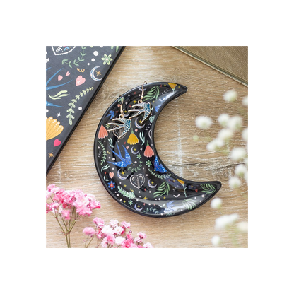 Midnight Bloom Crescent Moon Trinket Dish