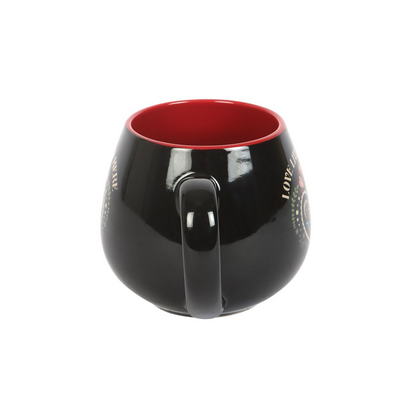 Love Lives Here Folk Heart Rounded Mug