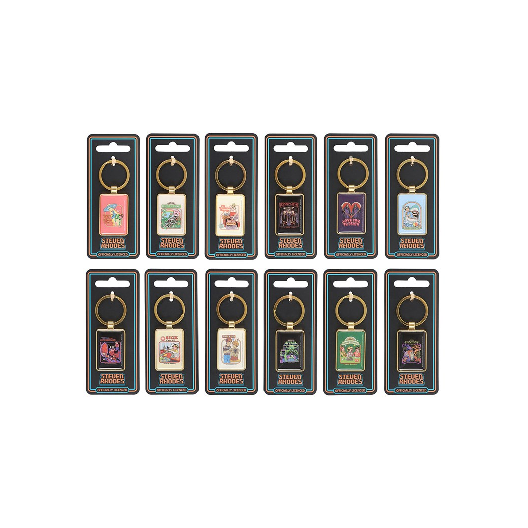 Set of 12 Enamel Keyrings by Steven Rhodes