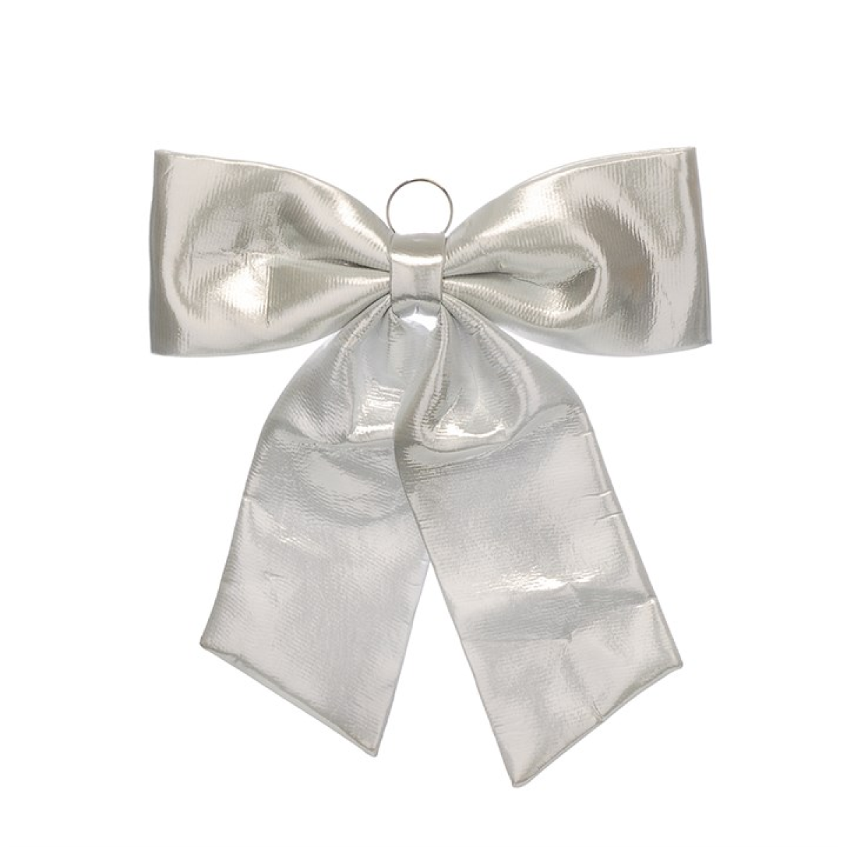 60cm silver metallic fabric bow