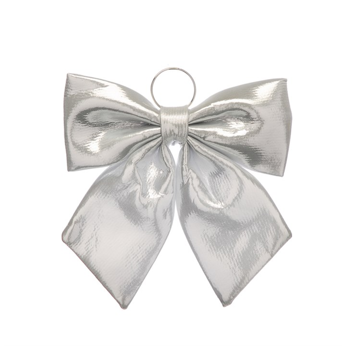 34cm silver metallic fabric bow