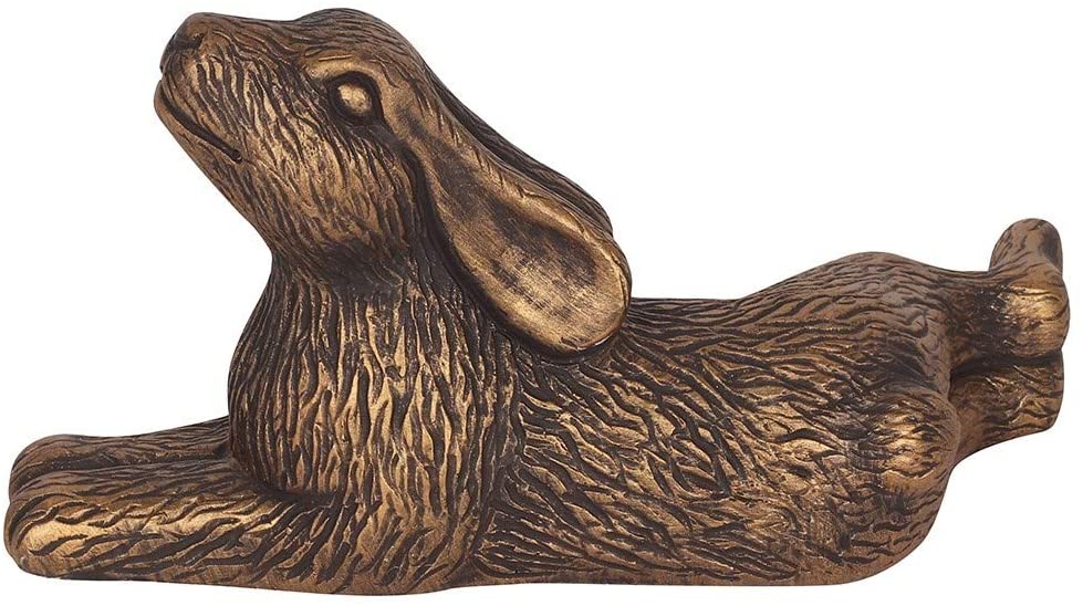 Bronze terracotta hare garden ornament
