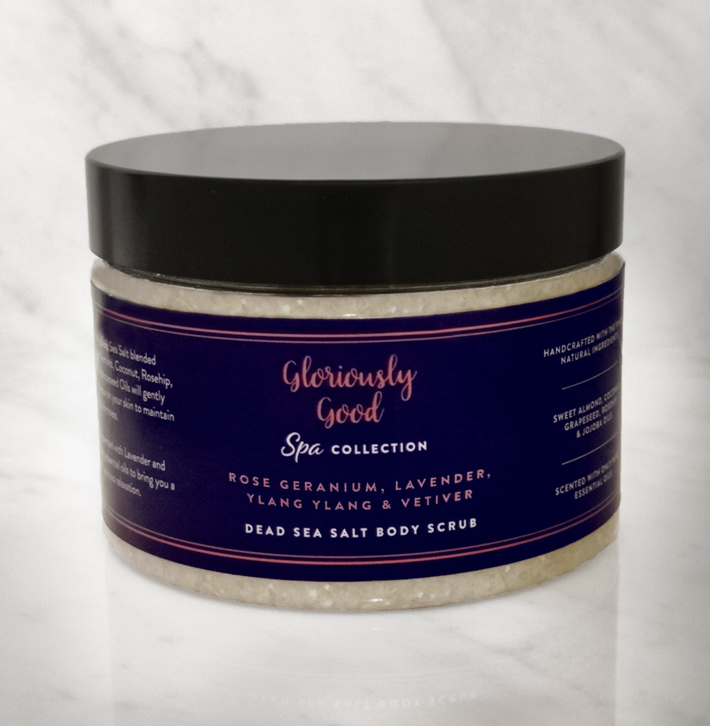 Rose Geranium, Lavender, Ylang Ylang & Vetiver Dead Sea Salt Natural Body Scrub