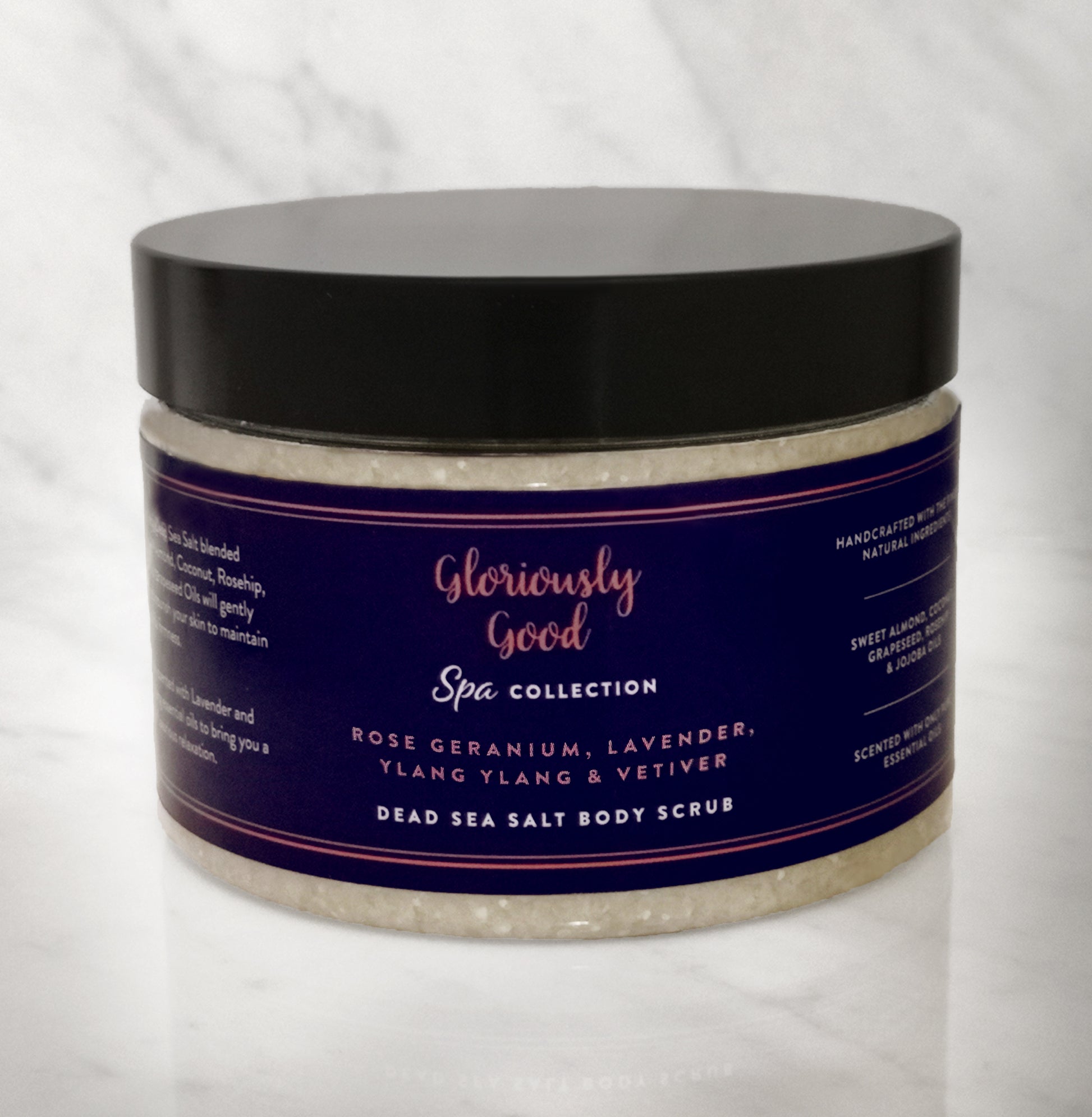 Rose Geranium, Lavender, Ylang Ylang & Vetiver Dead Sea Salt Natural Body Scrub