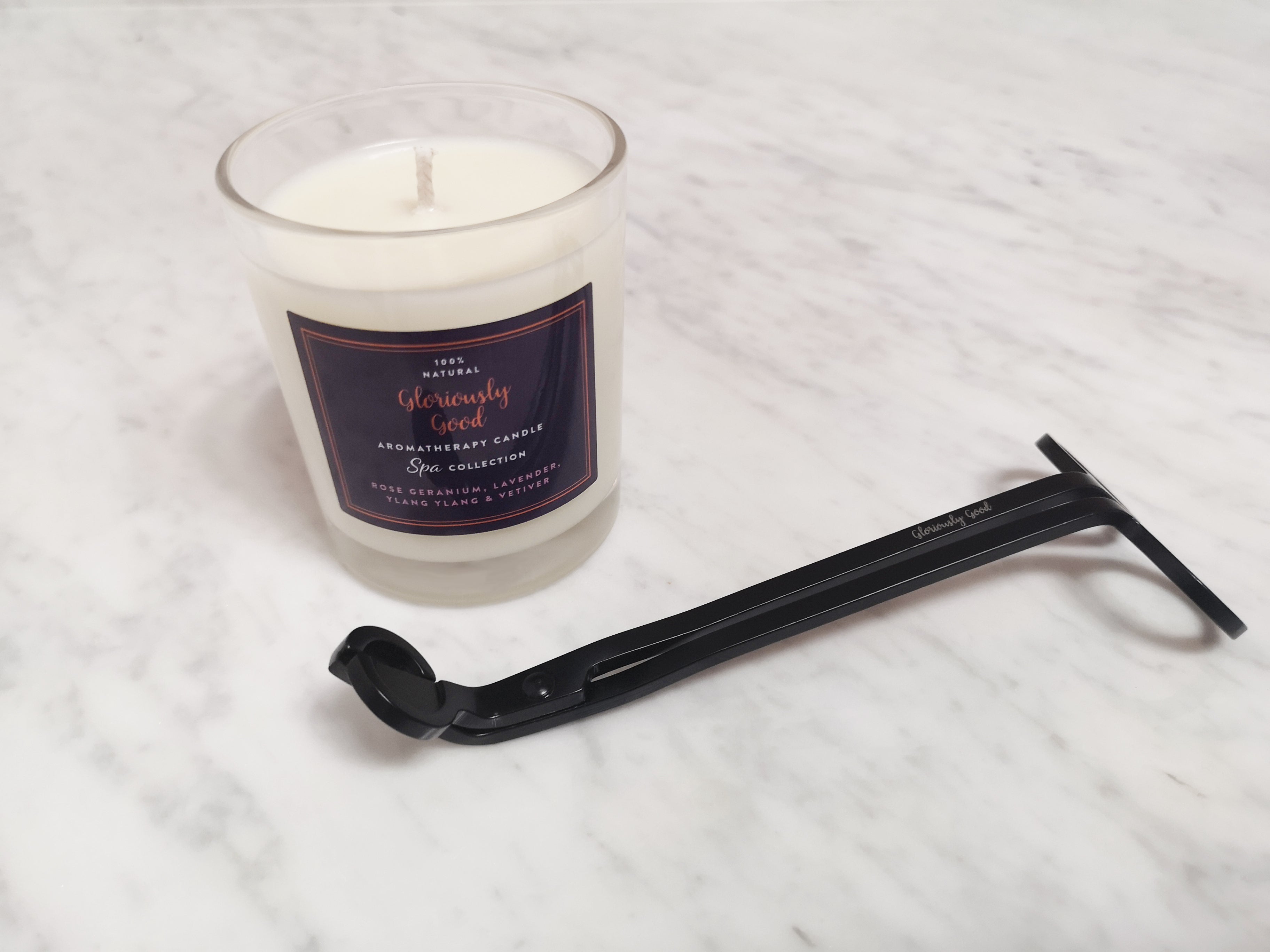 Rose Geranium Aromatherapy Candle and Wick Trimmer Set