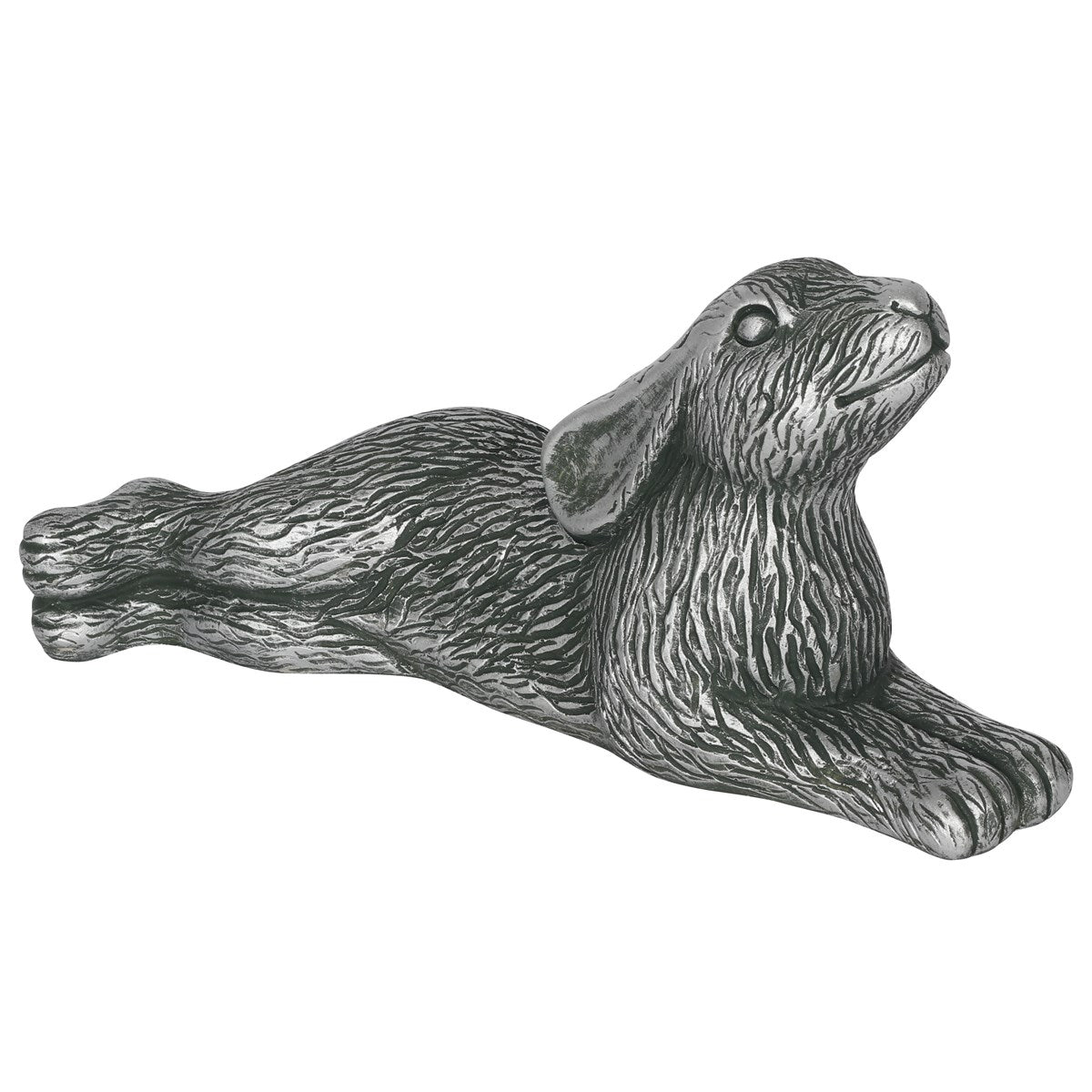 Silver terracotta hare garden ornament