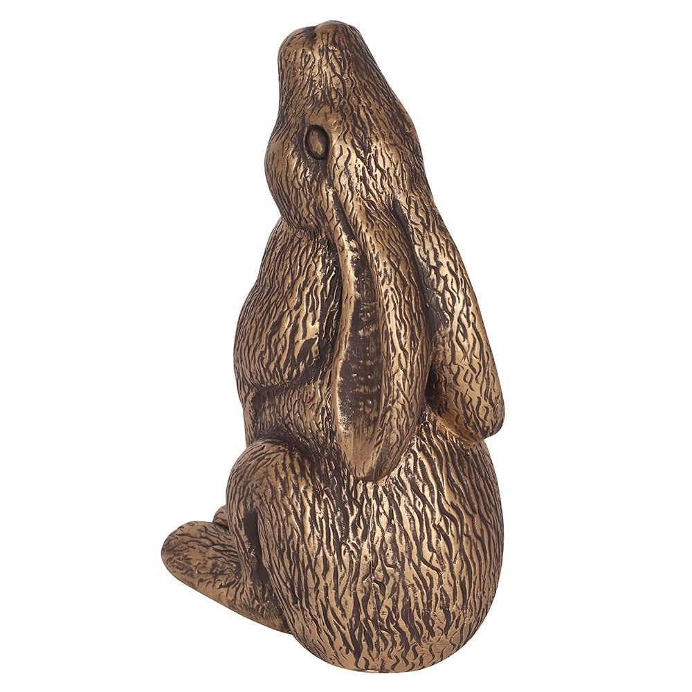 Bronze terracotta moon gazing hare ornament – photo 3