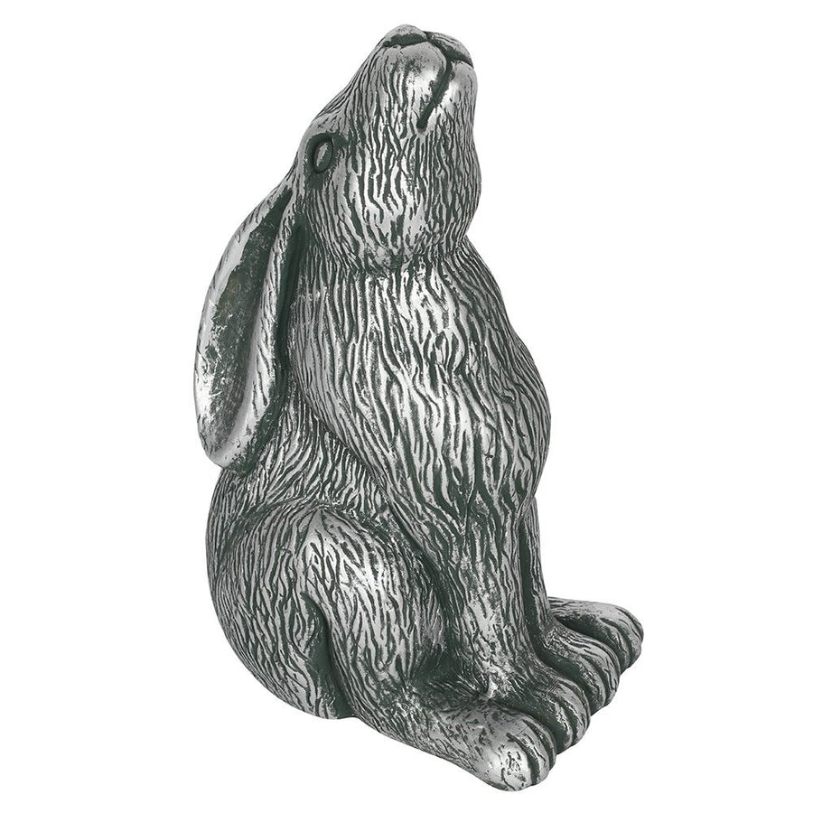 Silver Terracotta Moon Gazing Hare Garden Ornament