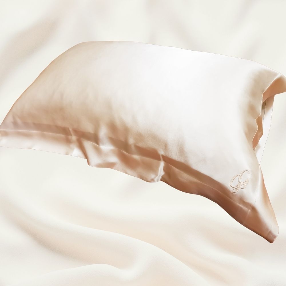Champagne mulberry silk pillowcase by Gloriously Good