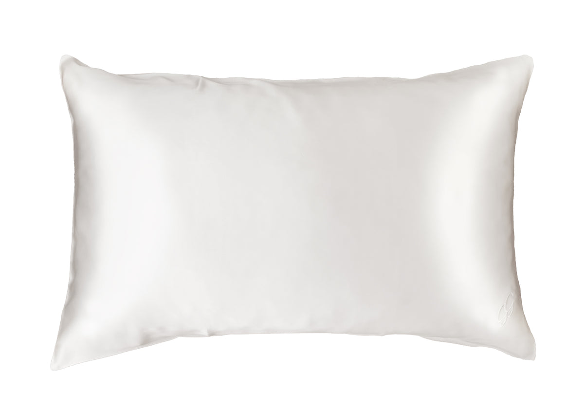 White mulberry silk pillowcase by Gloriously Good